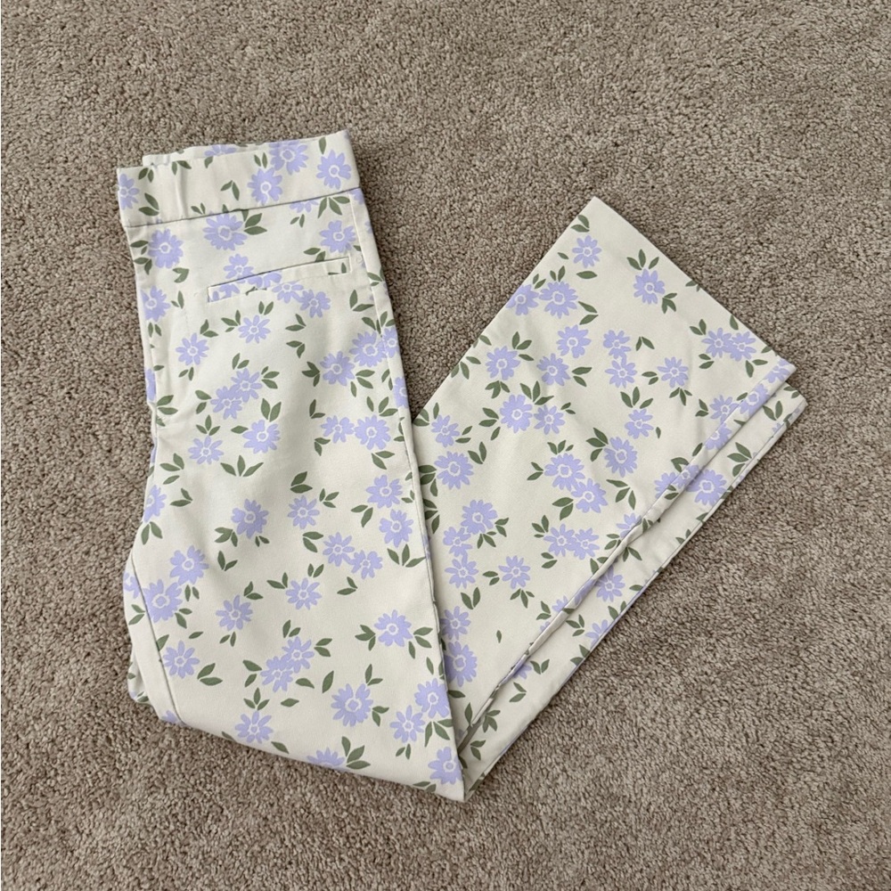 Zara pants cream with floral print